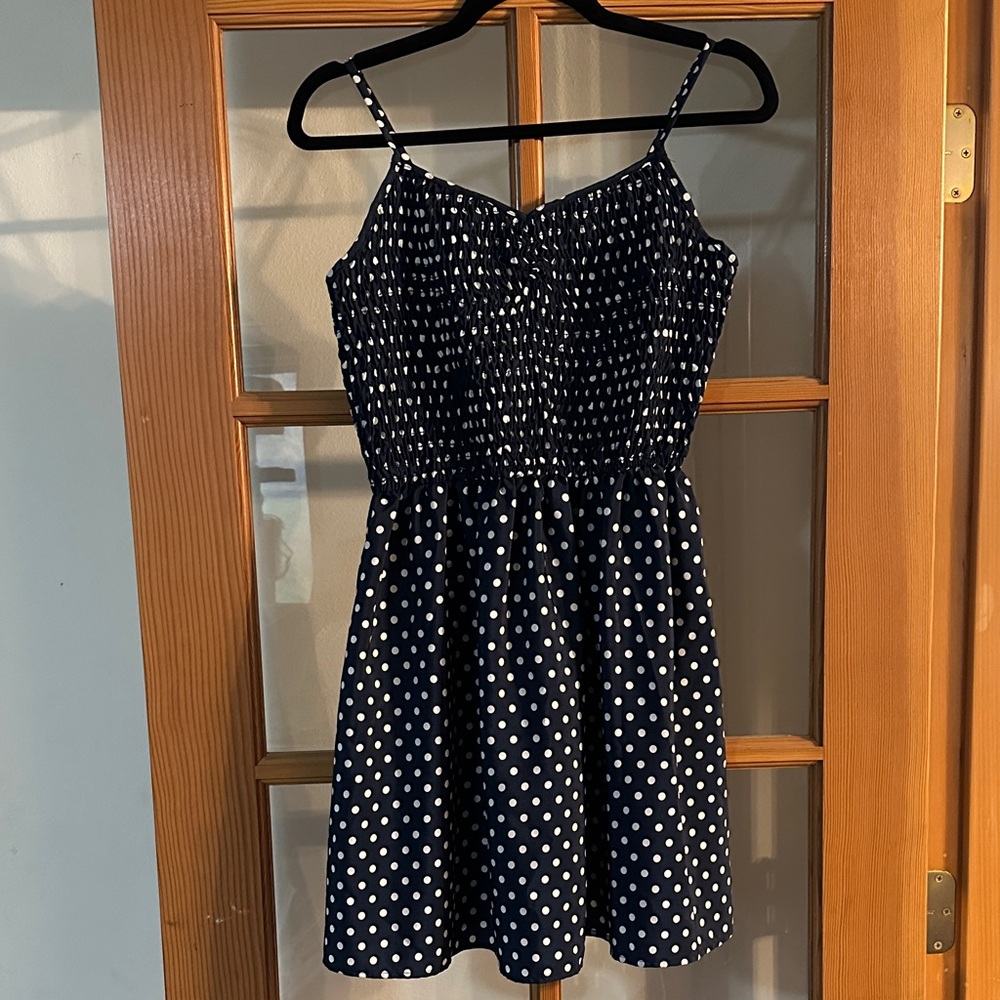Xhilaration Navy and White Polka Dot Dress